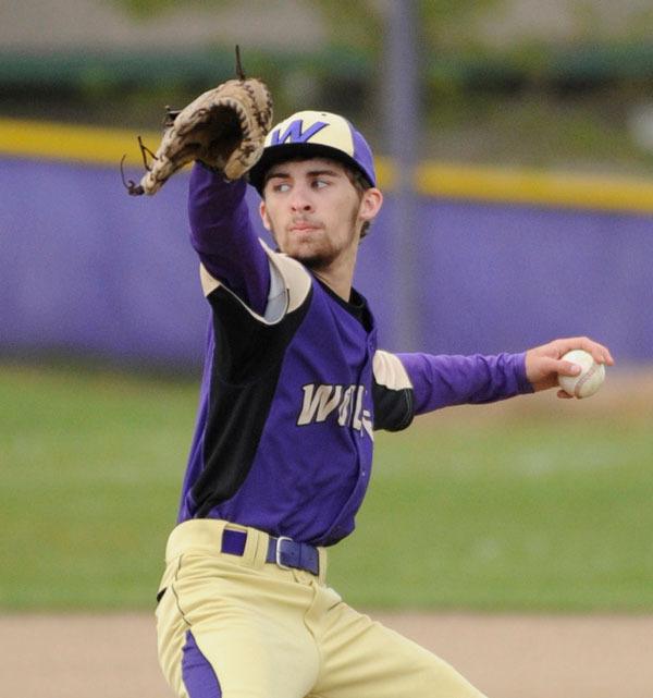 Tanner Rhodefer works the mound against Port Angeles last week. Rhodefer wenty all seven innings as Sequim upended the Riders