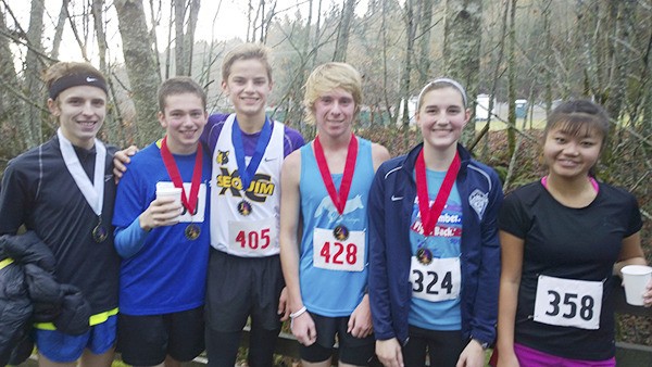 Some of the participants in the annual 5k/10k Turkey Trot celebrate strong finishes on Nov. 27