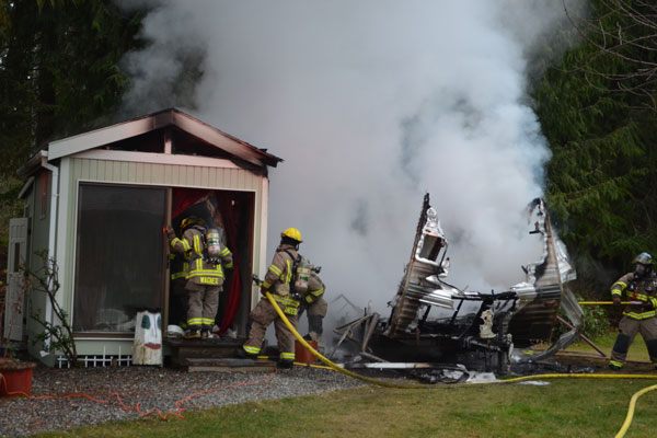 Travel trailer fire displaces tenant