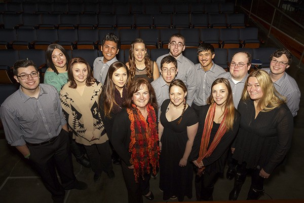 Peninsula College Vocal Jazz Ensemble members are front