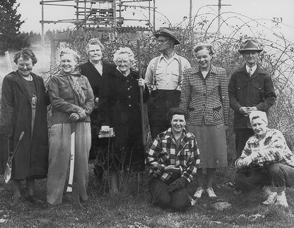 A group of Sequim Prairie Garden Club members gather together to mark one of the club’s first organized meetings in 1949. Shortly after the creation of the club