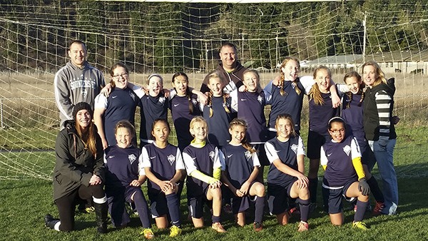 The Storm King Girls U-12 soccer team celebrates a win in the North Puget Sound Division 2 League with a record of 11-1-0. The team clinched first place after beating the NSC Vipers on Nov. 22 and won their final game of the season