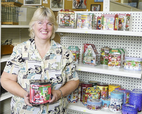 Carrie Shields has been collecting M&M’s memorabilia for years and is offering pieces for sale in her new thrift shop.