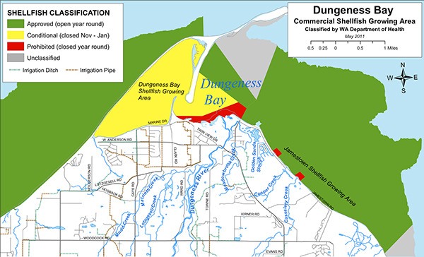 Prior to the recent upgrade of 728 acres within the Dungeness Bay commercial shellfish growing area by Washington State Department of Health officials