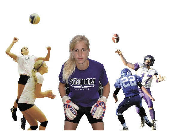From left: SHS volleyball's Megan Breckenridge and Ella Christiansen; SHS soccer's Claire Henninger; SHS football's Riley Cowan