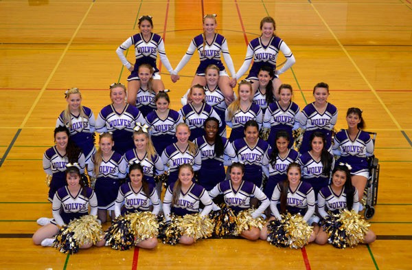 The Sequim cheer varsity and junior varsity squad for 2015-2016 consists of