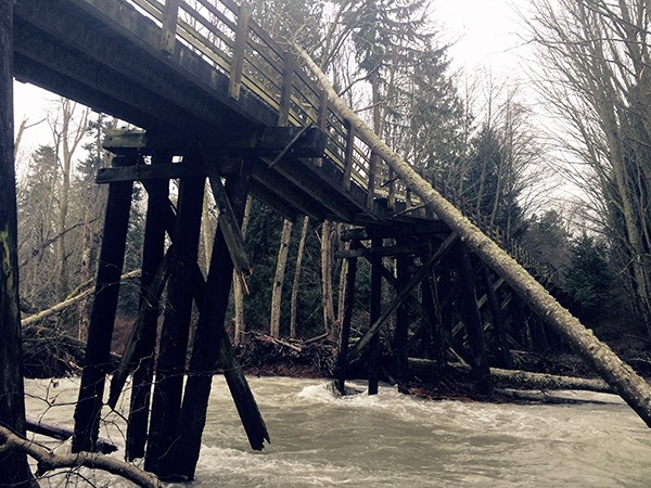 The bridge at Railroad Bridge Park remains closed after the combination of river flooding and age took its toll on the 100-year-old trestle during the first week of February.