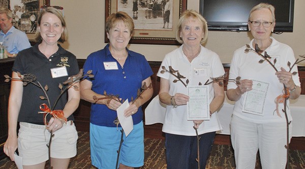 The winning squad from The Cedars at Dungeness Lady Niners “Joker’s Wild” Nine Hole Invitational on July 10 includes (from left) Cassandra Docking (The Cedars at Dungeness)