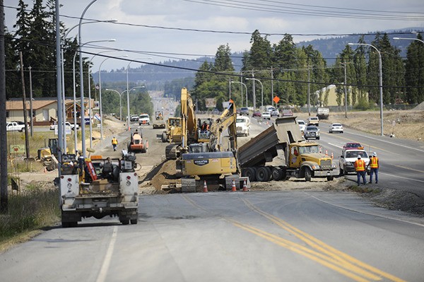 Road construction continues on US Hwy 101 near Dryke Road Tuesday afternoon.