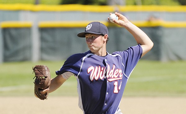 Wilder Seniors pitcher Nick Johnston of Sequim faces Spokane Club batters in the sixth inning of a July 11 game.