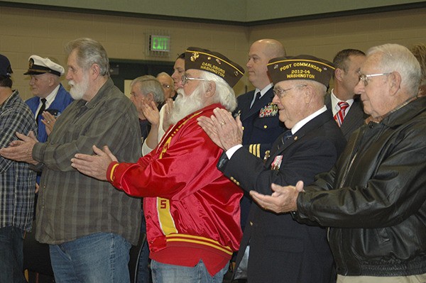 A group of veterans gatherat Sequim Middle School on Friday