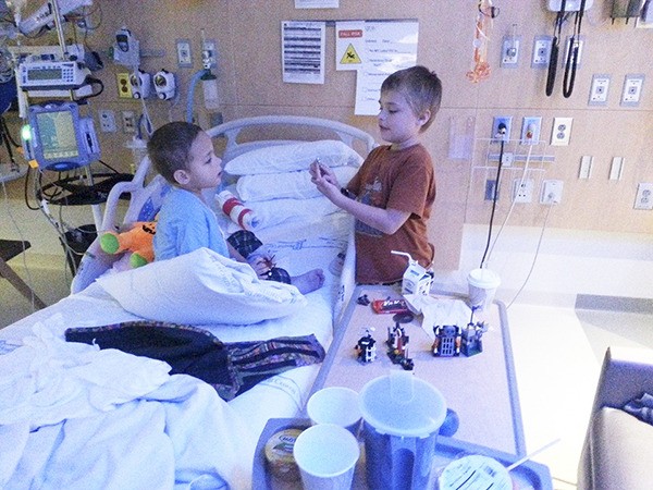 Brothers Drew and Trent Zeppa stick together while Drew adjusts to life at Seattle Children’s Hospital for the next few months while he undergoes treatment for Burkitt lymphoma.