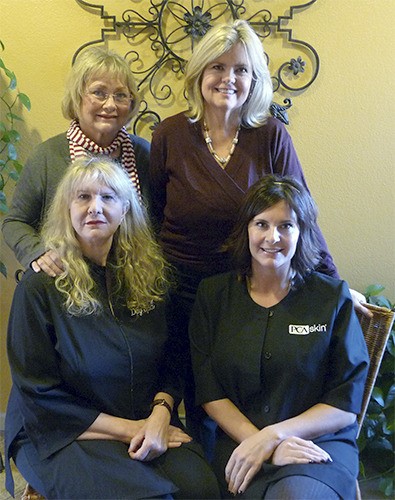 Clockwise from lower left are aesthetician Kathryn Pacelli