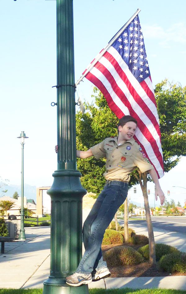Local Boy Scout Troop 1103 is conducting its annual sponsorship drive for the Washington Street U.S. Flag display in Sequim.