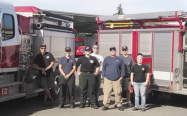 Two crews from three departments left for the Okanogan Complex fires near Omak on Aug. 20 to provide structural protection. Participating firefighters include