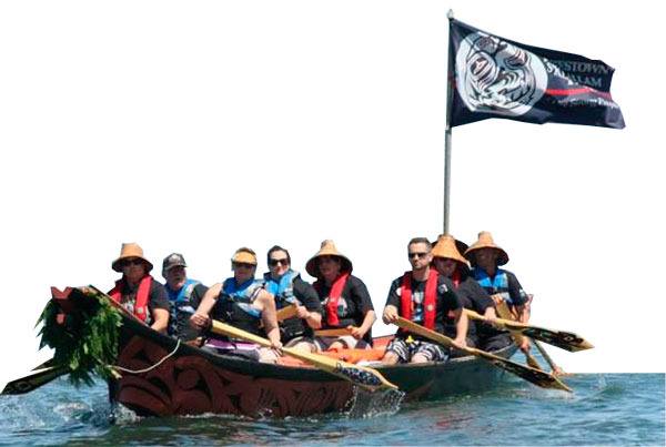 Five canoes arrived at Jamestown Beach on June 21 to be hosted by the Jamestown S’Klallam Tribe for dinner