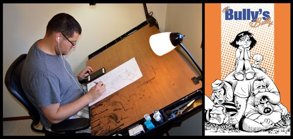James Taylor works on a sketch for one of his upcoming illustration projects. One of James Taylor’s latest works is art on “The Bully’s Bully