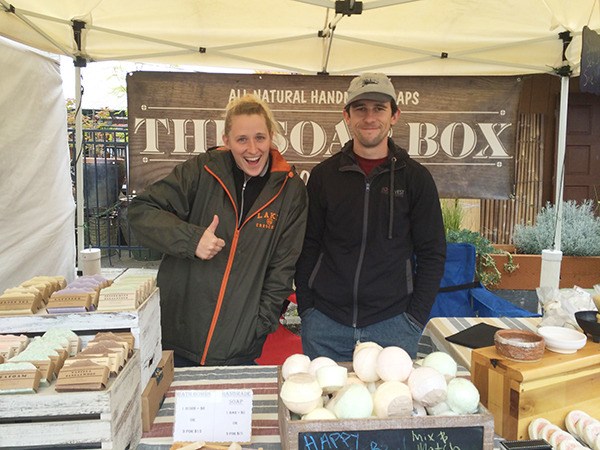 Leah Thompson and husband Andy offer a variety of soap products at The Soap Box vender booth.
