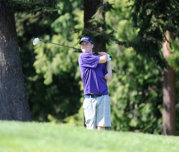Jack Shea tees off from hole 18 on May 13 at The Cedars at Dungeness. He took seventh and the final spot at the Olympic League Tournament to compete at the 2A state championship.