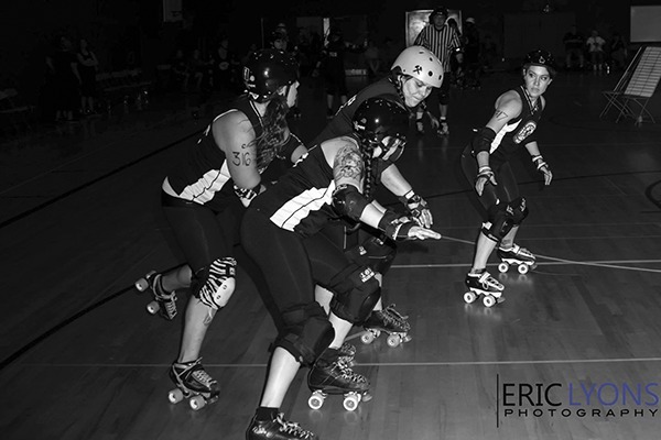 Players with the Port Scandalous Roller Derby