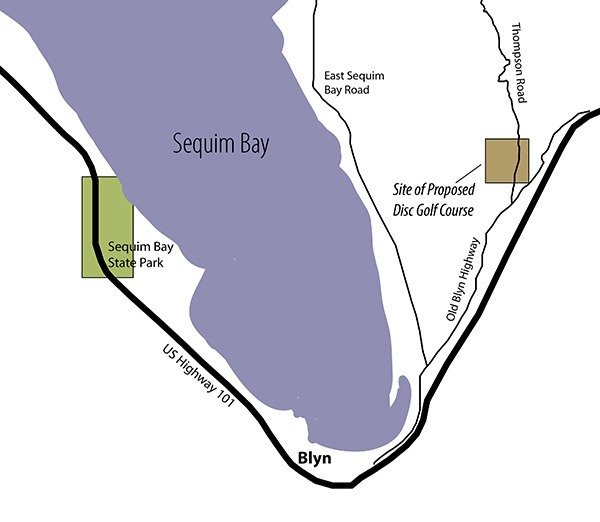 This map shows a proposed disc golf course east of Sequim.