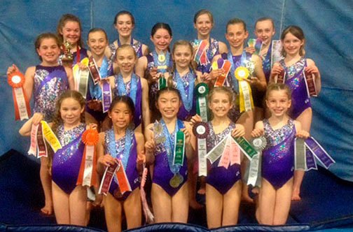 Klahhane Gymnastics athletes competing at the recent Garden City Invitational include (back row