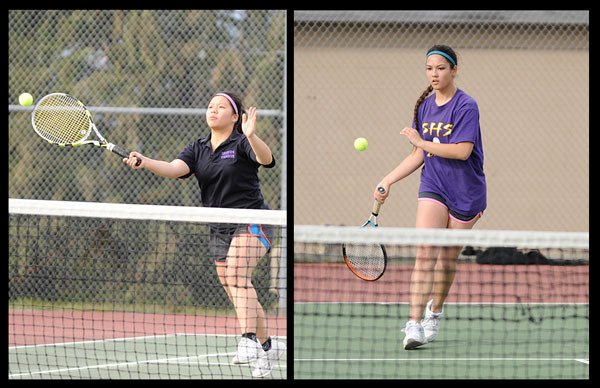 Sequim's Karen Chan and Cheyenne Sokkappa placed eighth at the state 2A girls tennis doubles tournament last weekend.