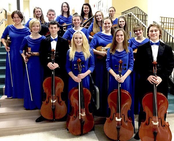 Sixteen students from Port Angeles High School's Chamber Orchestra perform at noon Tuesday
