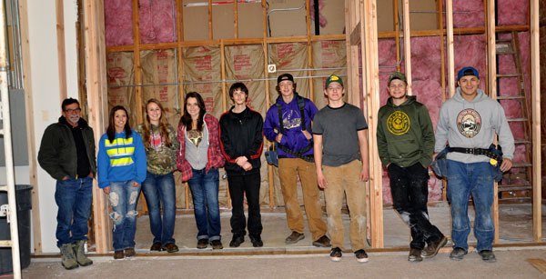 Sequim High School Building Trades students working on the Guy Cole Center are