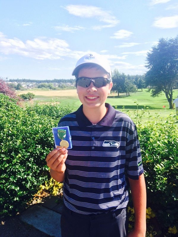 Blake Wiker is all smiles after earning a second-place finish at the Washington Junior Golf Association’s District 1 Sub-District tournament