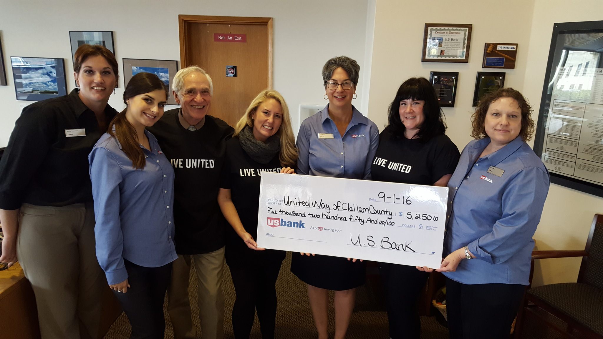 United Way recently accepted a donation for $5