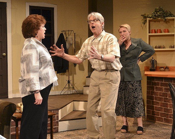 Tempers heighten on the set of “Squabbles” between Abe (Peter Greene) and Mildred (Cathy Marshall) as daughter Alice (Jennifer Horton) looks on in disgust. Marshall said Greene “embodies Abe” and has him “down to an art form” in OTA’s “Squabbles.”