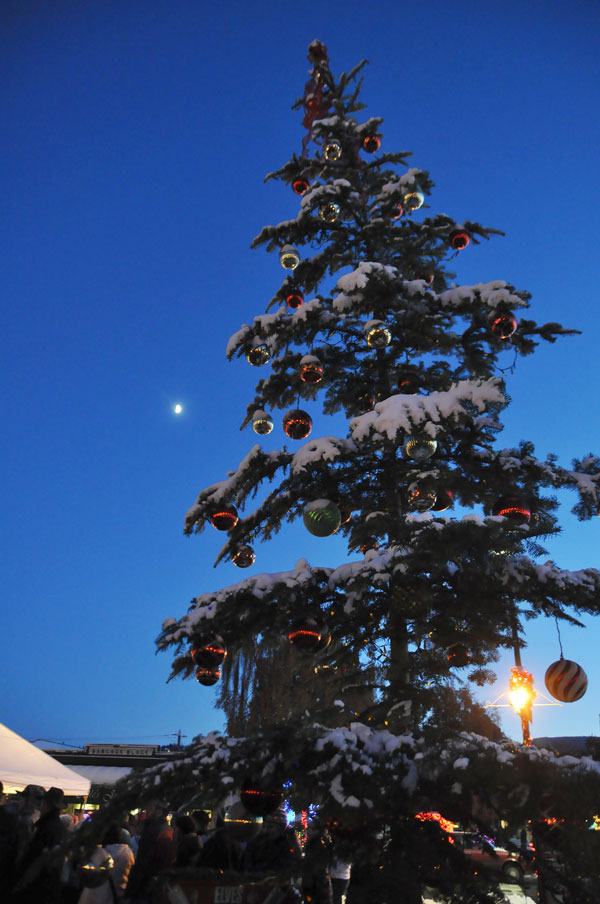 Sequim’s Christmas tree at a tree-lighting ceremony at Centennial Place in November of 2014.
