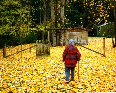Rosa Gerhardt walks across her backyard during autumn at her home now called Gerhardt Park.