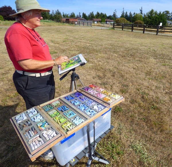 Catherine Mix of Sequim practices a piece for the upcoming Paint the Peninsula competition where she joins 25 other artists doing plein art around the Olympic Peninsula.