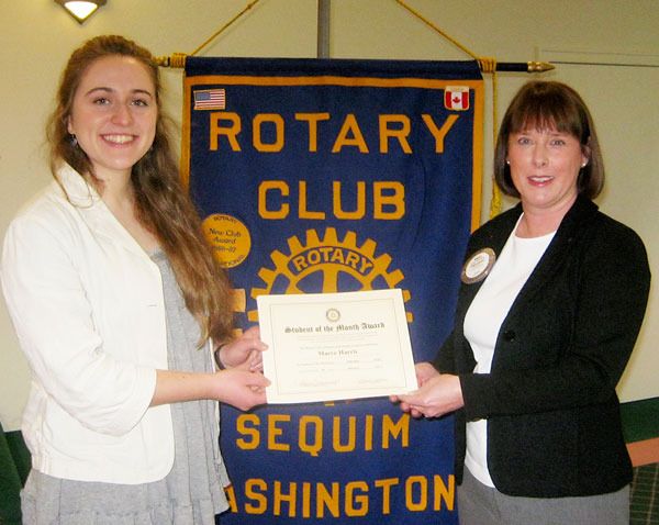 Maeve Harris was honored Feb. 19 as Rotary Student of the Month for February by President Sara Maloney of the Rotary Club of Sequim.