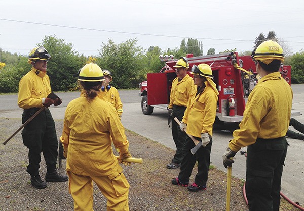 Clallam 2 Fire-Rescue firefighters prepare for wild fire season during a recent training event.