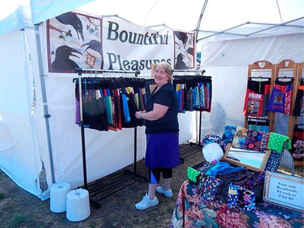 Libby Ballard of Bountiful Pleasures apparel is new to the Sequim Farmers Market.