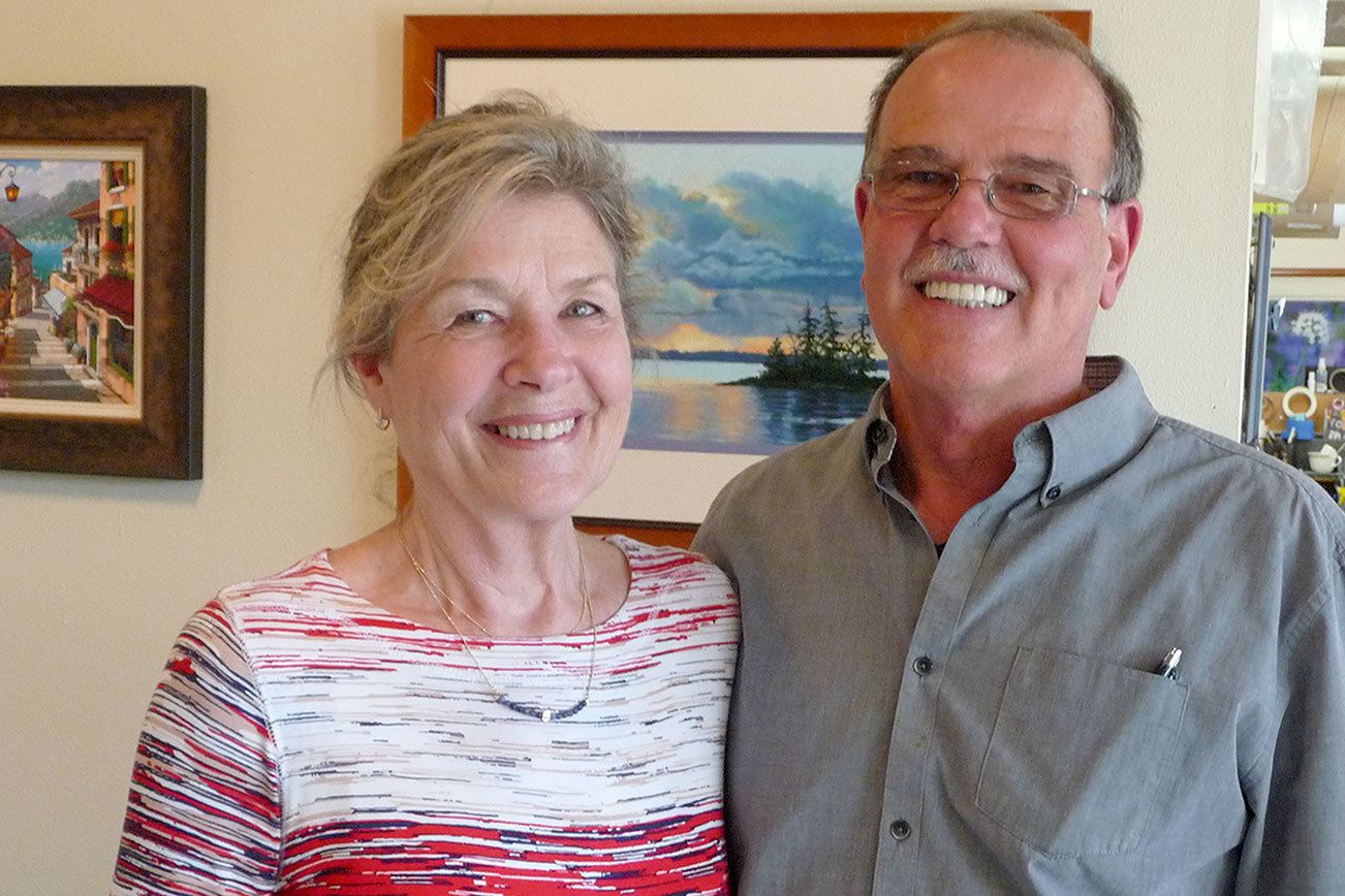 Jaymee and Don Peck are retiring and closing their business Creative Framing Prints Etc. on Nov. 30. Sequim Gazette photo by Patricia Morrison Coate