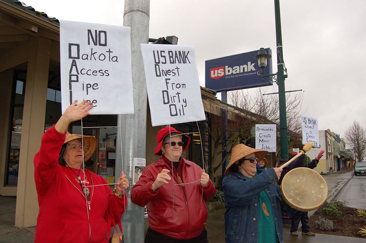 Protesters rally outside U.S. Bank