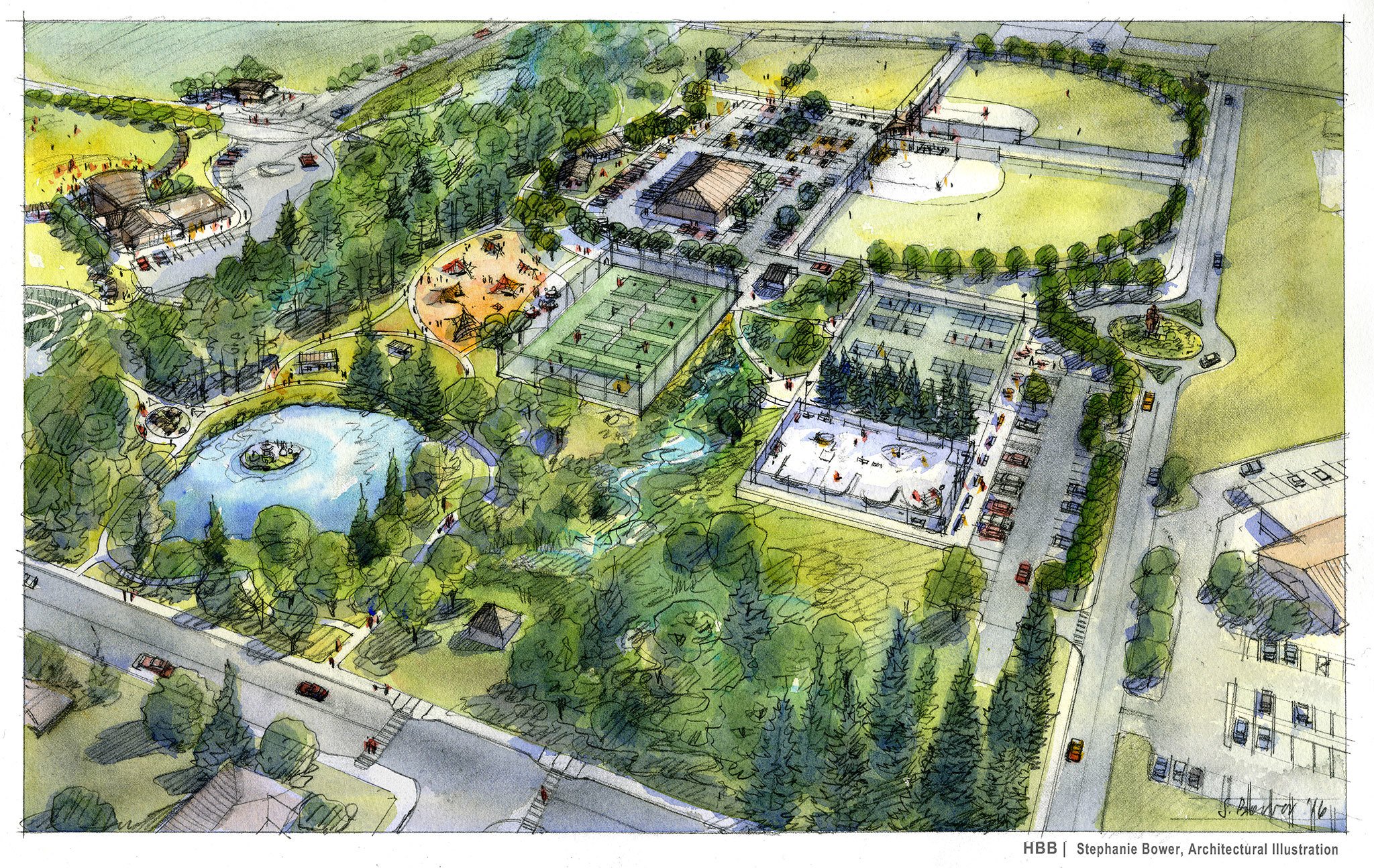 The Carrie Blake Park Master Plan places new pickleball courts next to the existing Sequim Skate Park and a new entrance between the park and Trinity United Methodist Church. Graphic courtesy of the City of Sequim