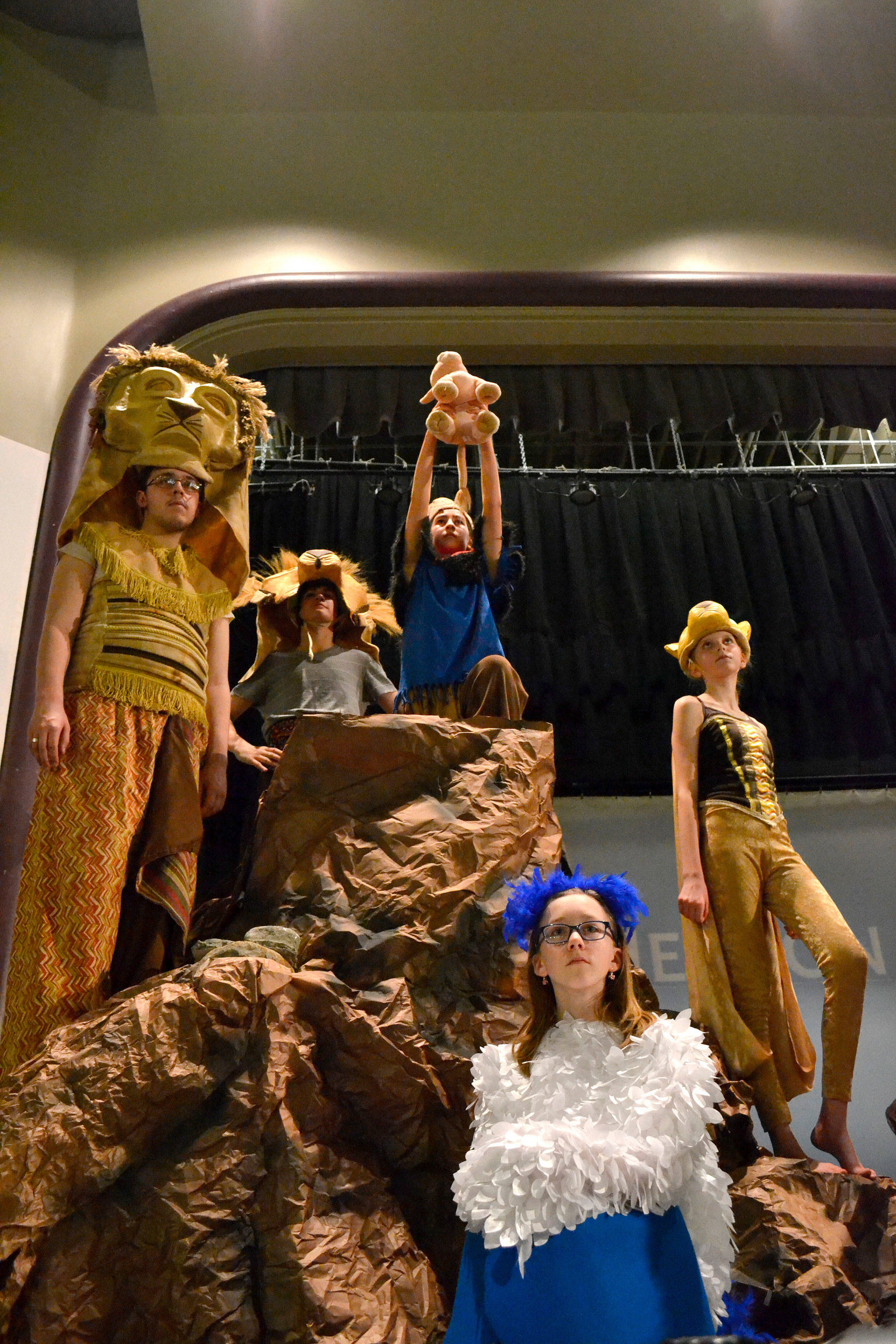 Sequim Middle School presents “The Lion King, Junior” on March 16-17 in Sequim High School Auditorium. Some of its stars include, from left, Damien Cundiff, Henry Hughes, Kariya Johnson, Julia Jeffers, and Kendall Hastings. Sequim Gazette photo by Matthew Nash
