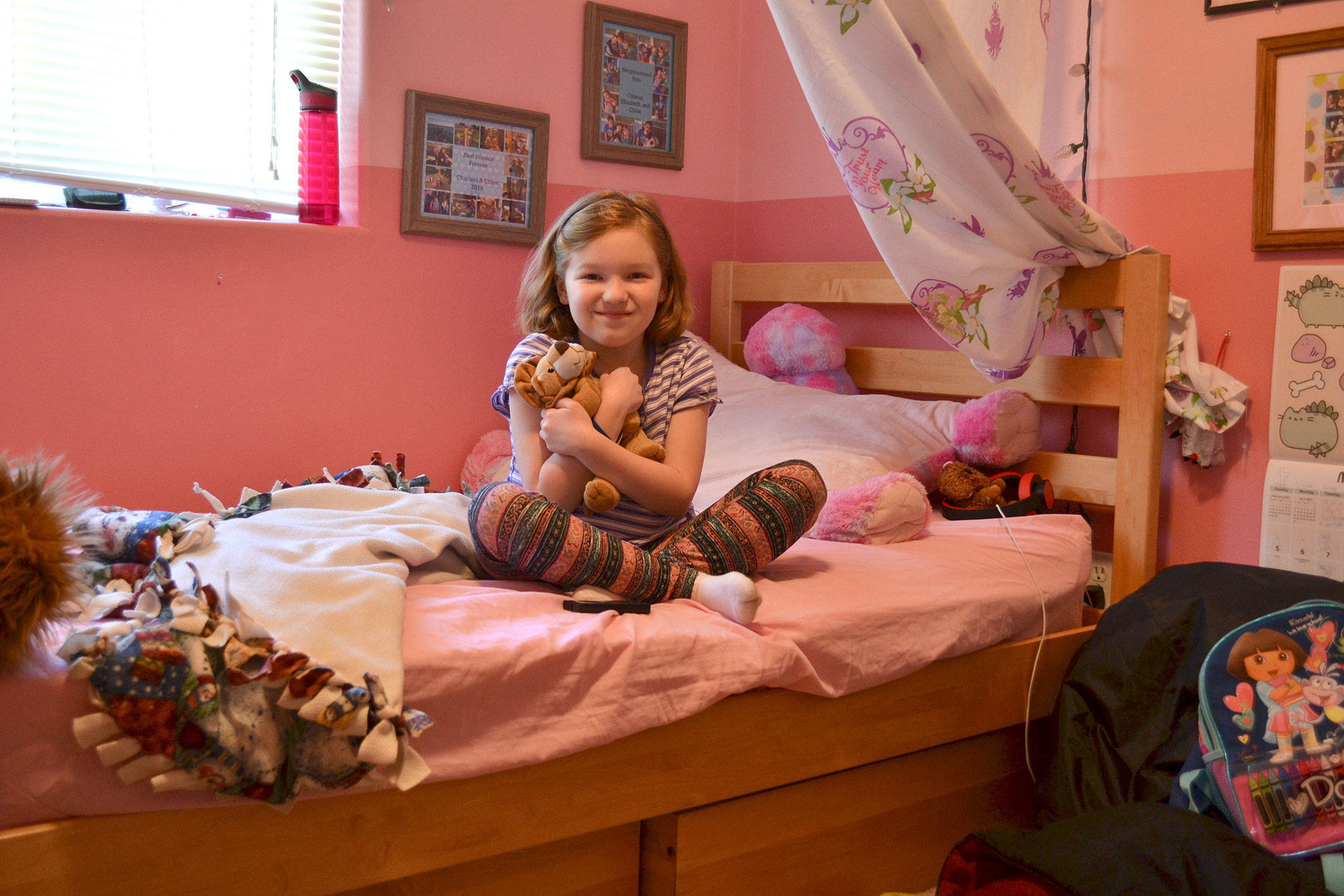 Chloe Loucks, 9, was diagnosed with Type 1 diabetes in 2011 and she’s been operating an insulin pump since 2012. For her diabetes care she travels to Seattle Children’s, like many other local diabetics because there isn’t a local endocrinologist working full-time in the area. Sequim Gazette photos by Matthew Nash