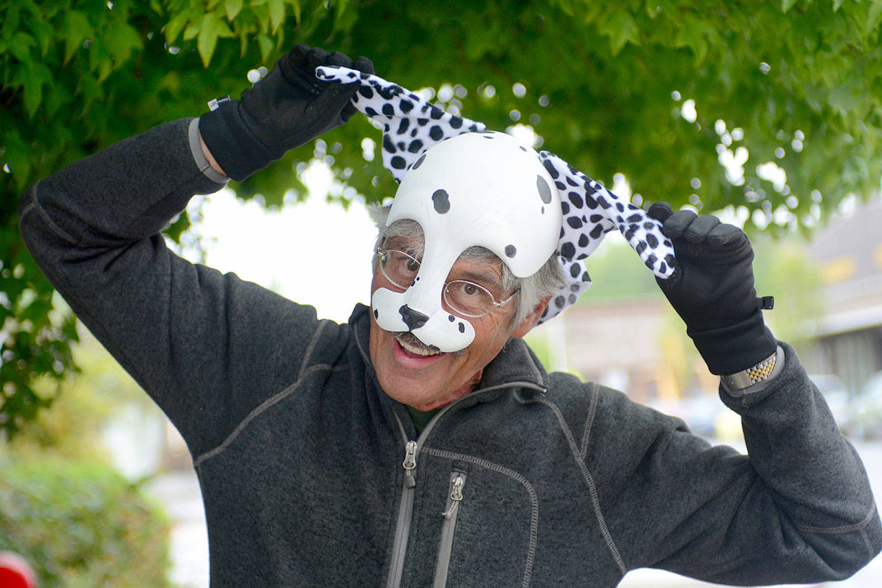 Bill “Crazy Stan the Animal Man” Fay of Gig Harbor is preparing to walk along the Strait of Juan de Fuca and Washington coast to raise awareness and funds for animal shelters and groups. (Jesse Major/Peninsula Daily News)