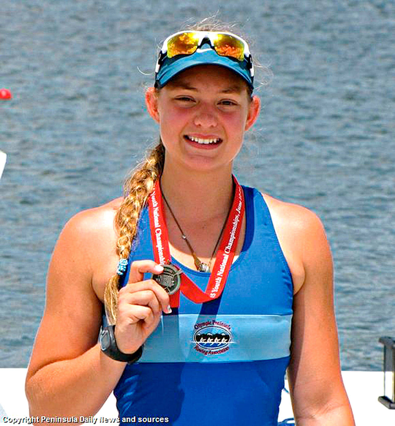 Elise Beuke as a Sequim senior with her silver medal at teh U.S. Rowing Junior National Championship. (Mary Beth Beuke)