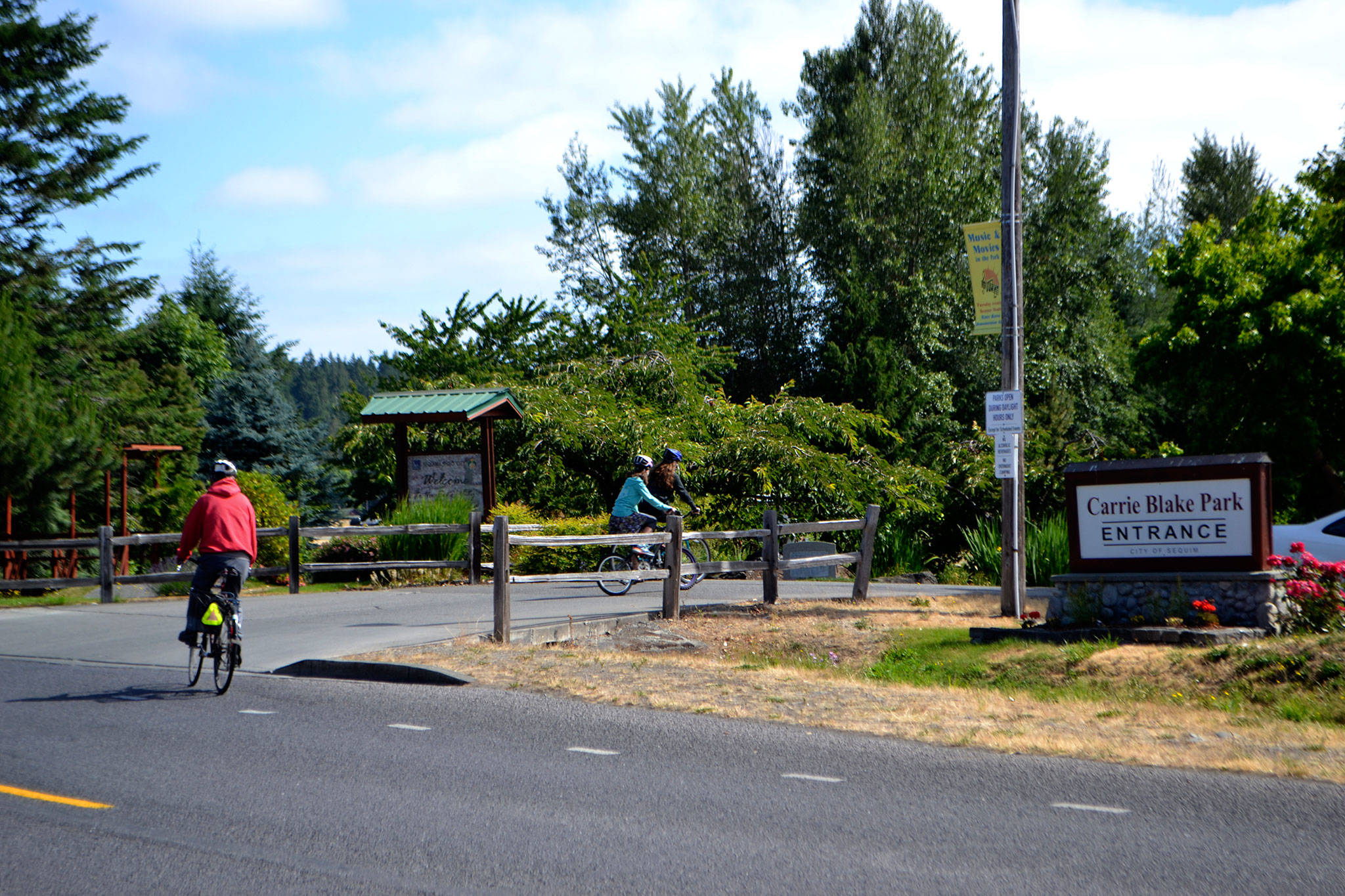 Visitors to Carrie Blake Park off North Blake Avenue in Sequim will soon enter the park through a new gateway. Construction crews break ground in August to realign the entrance between the Sequim Skate Park and Trinity United Methodist Church. Sequim Gazette photo by Matthew Nash