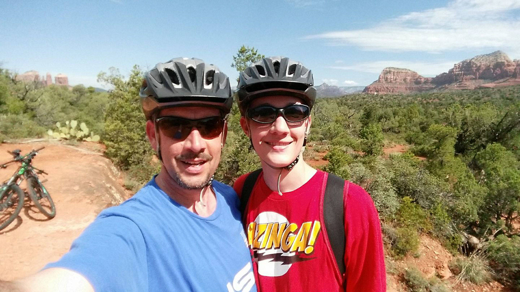 Robert Streett of Sequim takes a photo with his son Robby, 16, near Sedona, Ariz., last week on vacation. The father and son died the next day in a car wreck in Colorado on July 20. They are survived by Josslyn, Robert’s wife, and son, Sawyer, 14, who also were in the vehicle during the crash. Facebook image