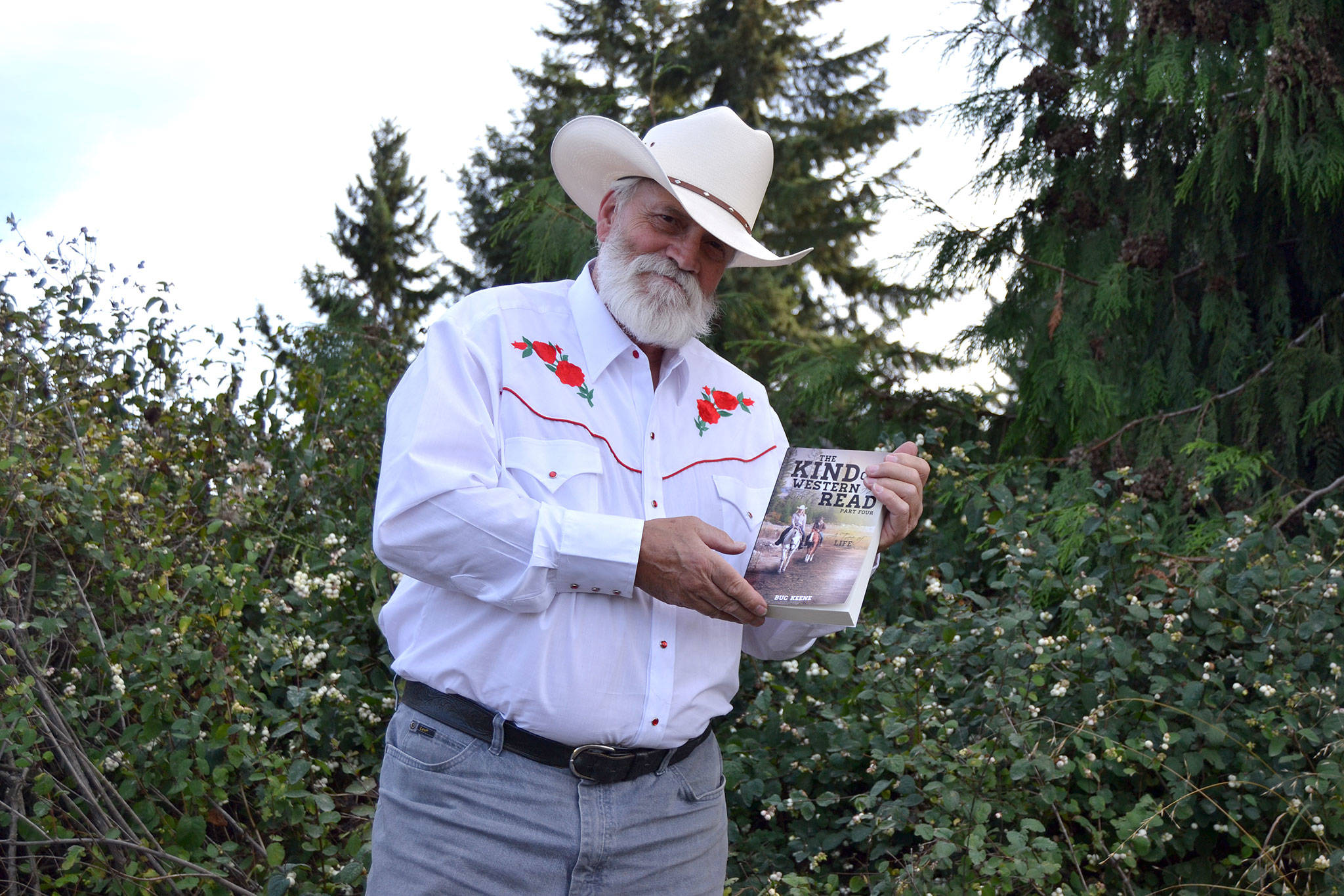 Since 2009, Dwight “Buc” Keene has worked to craft his four-part western “The Kind of Western I’d like to Read.” He recently released part four and anticipates holding a book signing Sept. 30 at Silverdale Barnes and Noble. Sequim Gazette photo by Matthew Nash