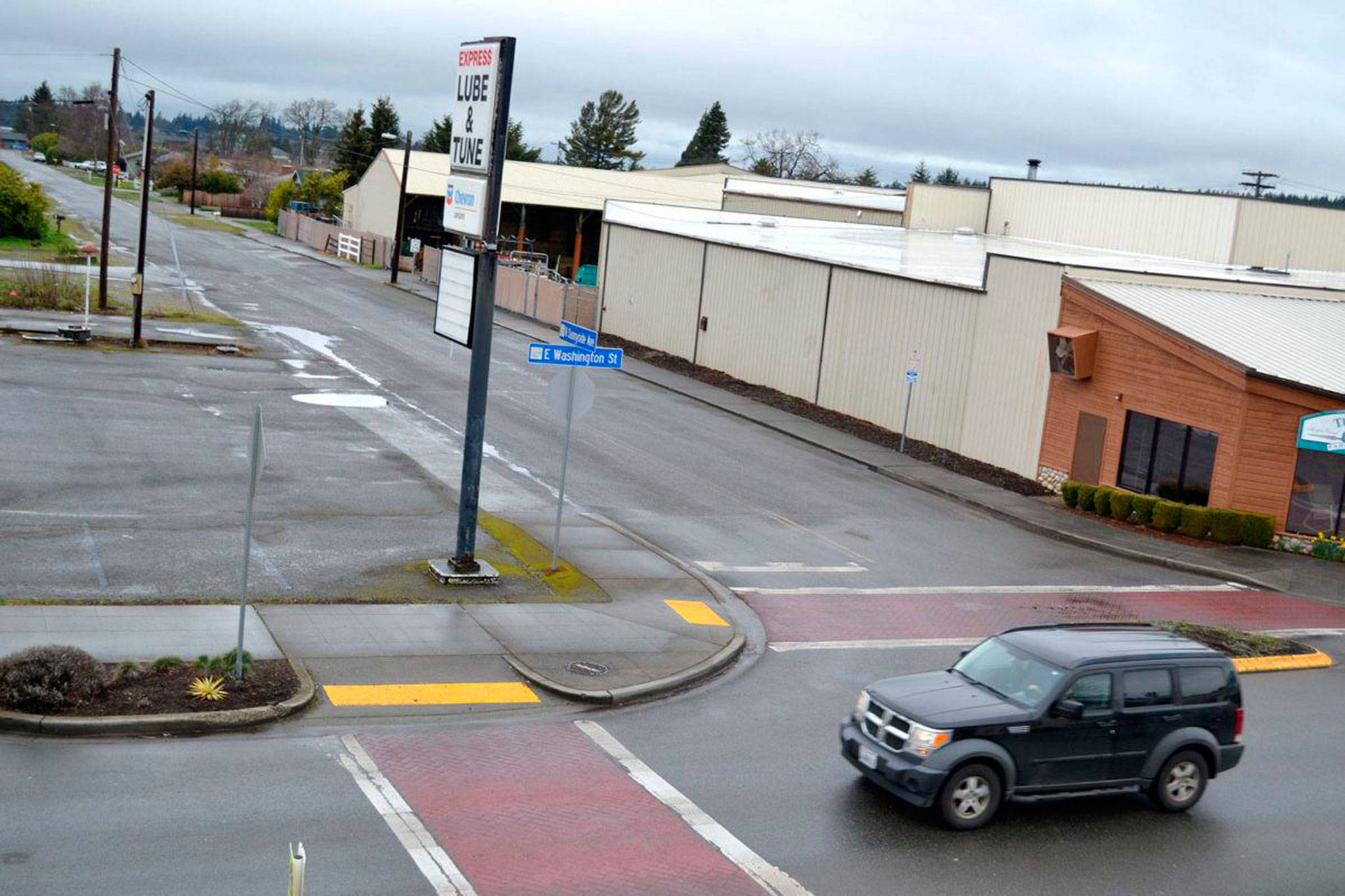 The view from Sequim VFW shows much of the span of North Sunnyside Avenue where crews will reconstruct the road for new water and sewer pipeline. Sequim Gazette file photo by Matthew Nash
