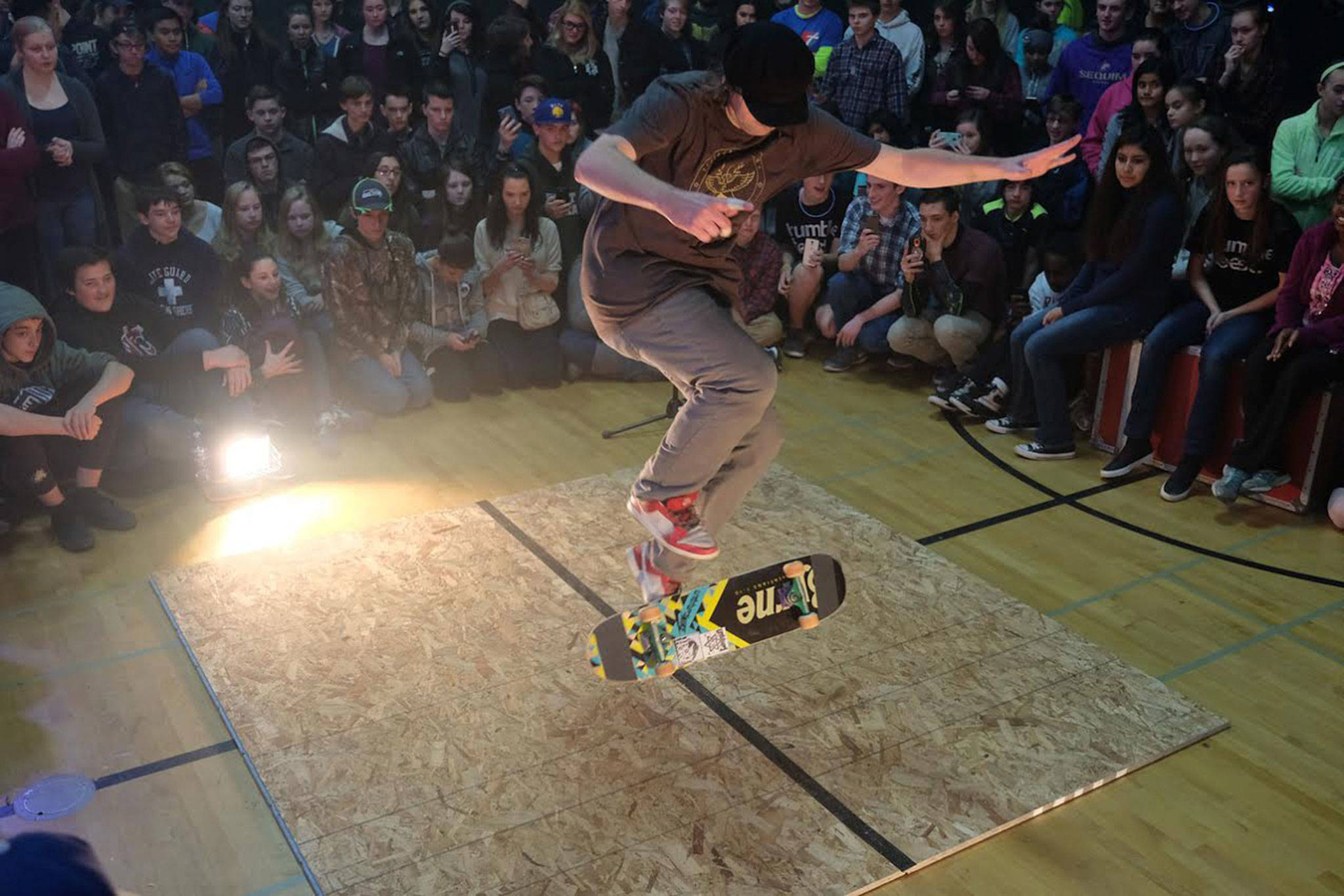 Pro skateboarder Tim Byrne performs a trick for youth at last year’s Sequinter Jam. This year’s event features a big musical lineup and an all expense paid ski trip to Mt. Baker. Submitted photo